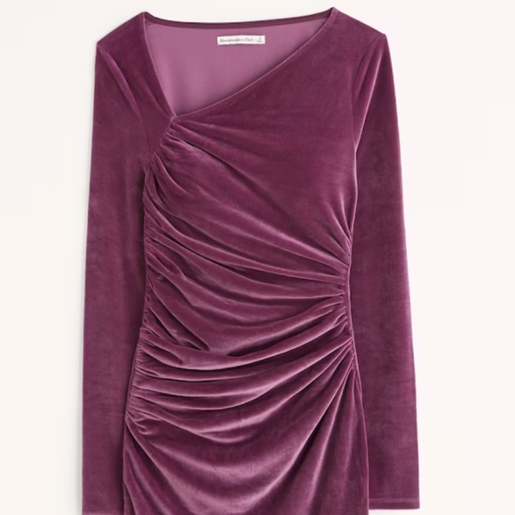 🔥HOST PICK🔥Abercrombie & Fitch Asymmetrical Ruched Velvet Midi Dress - Picture 1 of 5